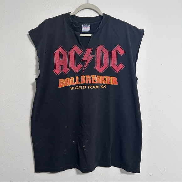 Tops - RARE Collectible Vintage 1996 AC/DC Ballbreaker Tour Black Sleeveless Tee